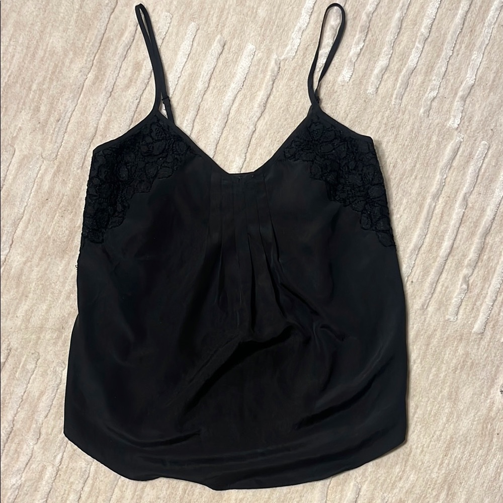 Aritzia silk top with lace detailing
